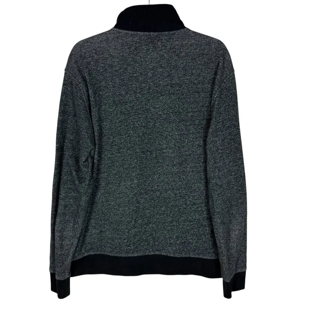 Banana Republic Sweatshirt Men Medium Gray Full Zip Cotton Long Sleeve Mock Neck